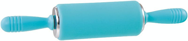 Sky blue Junior Silicone Rolling Pin for kids, perfect for easy and fun baking experiences without dough sticking.