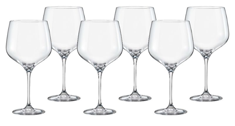 Elegant BOHEMIA Rebecca Wine Cocktail Set of 6 glasses, each 820ml, perfect for serving wines and cocktails.