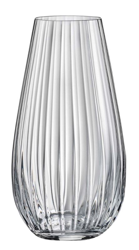 Elegant 245mm glass vase with a unique waterfall shape, perfect for flowers or as a standalone decor piece.