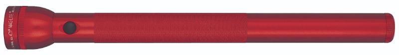 MAGLITE 6D Red flashlight, 50cm long, anodized aluminum, featuring a powerful focus beam for outdoor adventures.