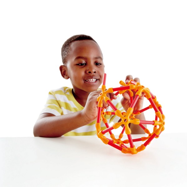 Children's Creative Construction Kit with bamboo rods and flexible connectors for building imaginative structures and enhancing STEM skills.