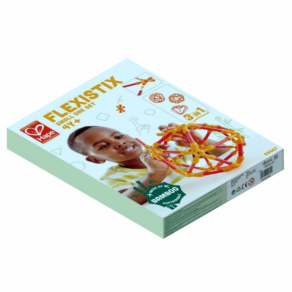 Creative Construction Kit by Hape featuring bamboo rods and flexible connectors for imaginative building projects.