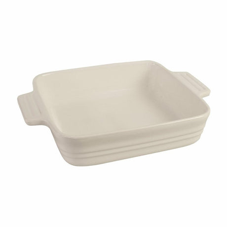 Chasseur Square Baker in Antique Cream, versatile stoneware dish for baking, roasting, and serving, stylish and easy to clean.