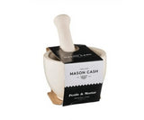 Mason Cash white medium mortar and pestle with unglazed interior for easy grinding of herbs and spices.