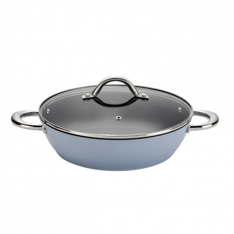 Wiltshire Easycook blue non-stick casserole, 28cm, with tempered glass lid, ideal for easy cooking and even heat distribution.