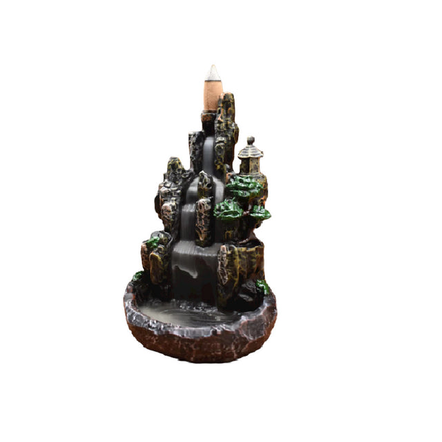 Elegant Temple Backflow Burner with a mesmerizing smoke waterfall effect, perfect for relaxation and home decor.