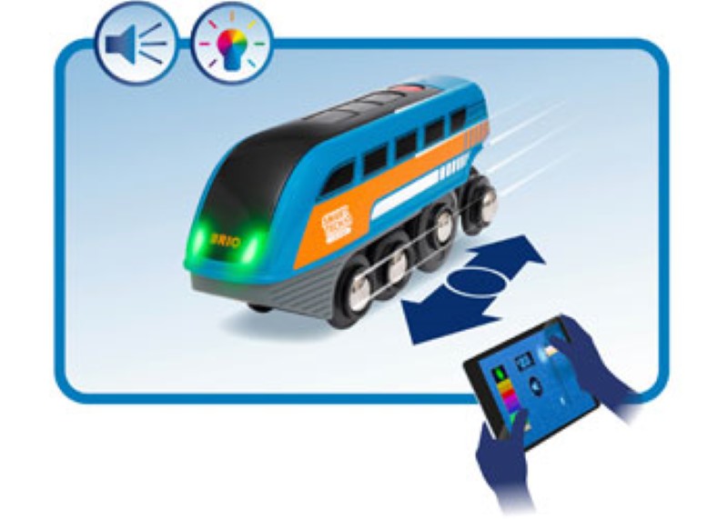 Bright and interactive toy train that records sounds and plays them back as it travels through the Sound Action Tunnel.