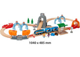 Interactive BRIO Smart Tech train set with sound features, customizable recordings, and action tunnels for imaginative play.