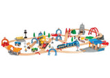 91-piece BRIO Smart Tech Sound train set with interactive tunnels, customizable sounds, and wooden track for imaginative play.