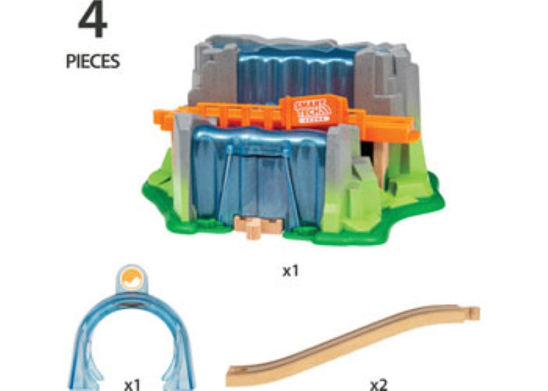 BRIO Smart Tech Sound Waterfall Tunnel: 4-piece toy train accessory with engaging sounds and two adventurous routes for kids.