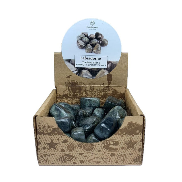 Labradorite Tumbled Stone Box featuring 0.5kg of colorful, unique stones for meditation, decor, and metaphysical benefits.