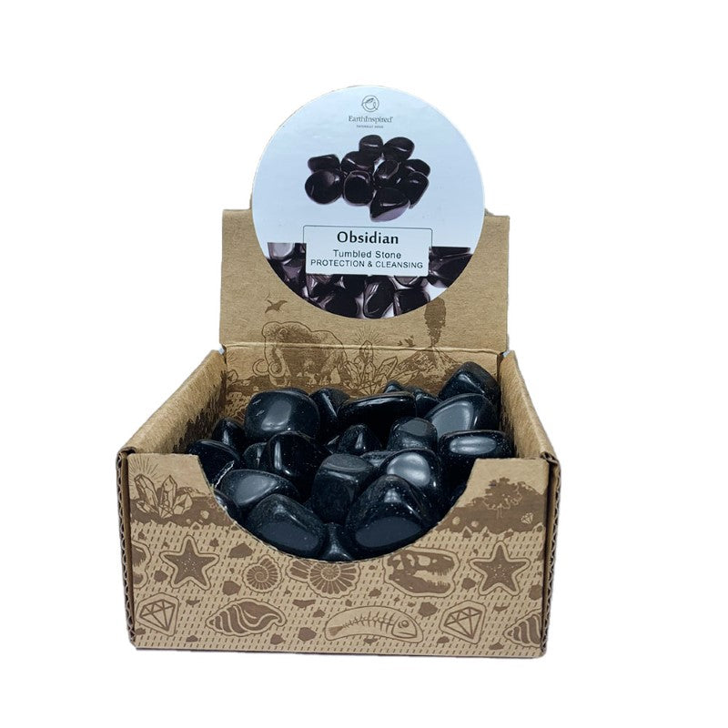 Elegant Obsidian Tumbled Stone Box with 0.5kg of unique, protective stones for spiritual cleansing and emotional balance.