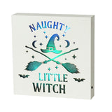 Naughty Witch Colour Changing LED Plaque with vibrant lights; perfect for enchanting décor in any room.