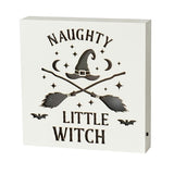 Naughty Witch Colour Changing LED Plaque with vibrant lights, perfect for whimsy and enchantment in any space.