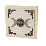 Triple Moon Colour Changing LED Plaque featuring the triple goddess symbol, enhancing decor with vibrant LED lights.