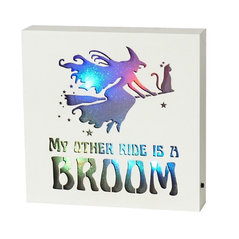 Colour-changing LED plaque featuring a modern design, perfect for home décor and showcasing personal style.