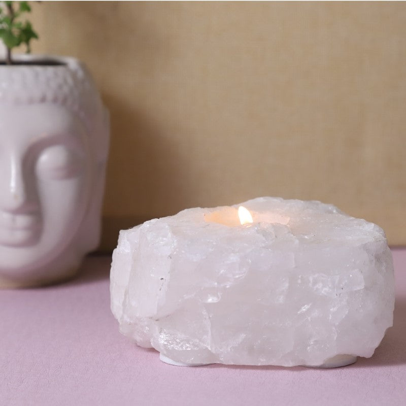 Clear Quartz Tealight Holder showcasing natural elegance, healing properties, and unique characteristics for serene home decor.