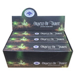 Set of 12 Green Tree Oracle of Tarot incense packs, each with 15g of unique fragrances for meditation and relaxation.