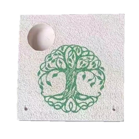 Tree of Life incense and tealight candle holder with intricate design, eco-friendly polyresin, and stone finish.