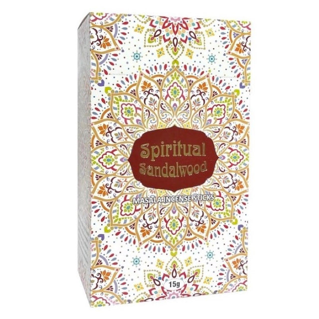 Set of 12 packets of 15gm Sacred Tree Sandalwood incense sticks, perfect for meditation and creating a serene atmosphere.
