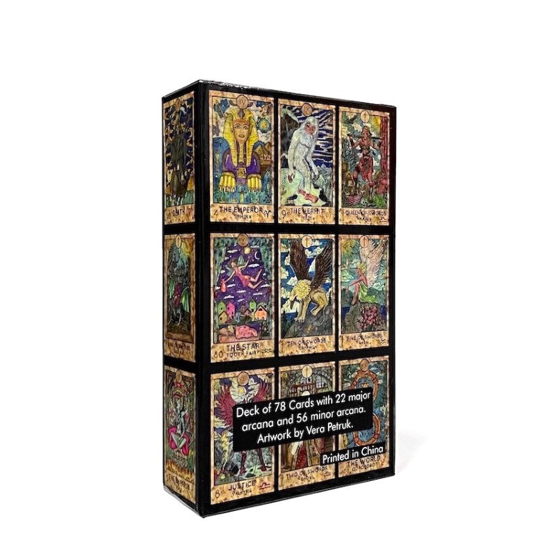 Fantasy World Tarot Deck features 78 beautifully illustrated cards by Vera Petruk, perfect for self-discovery and insightful readings.