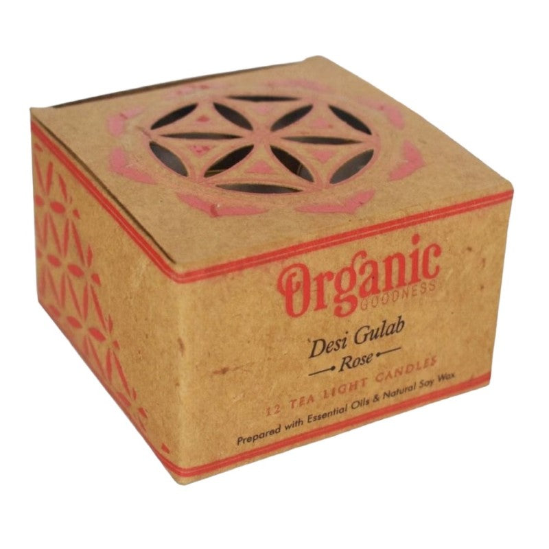 Rose Tealight Candle - Set of 12 Organic Goodness