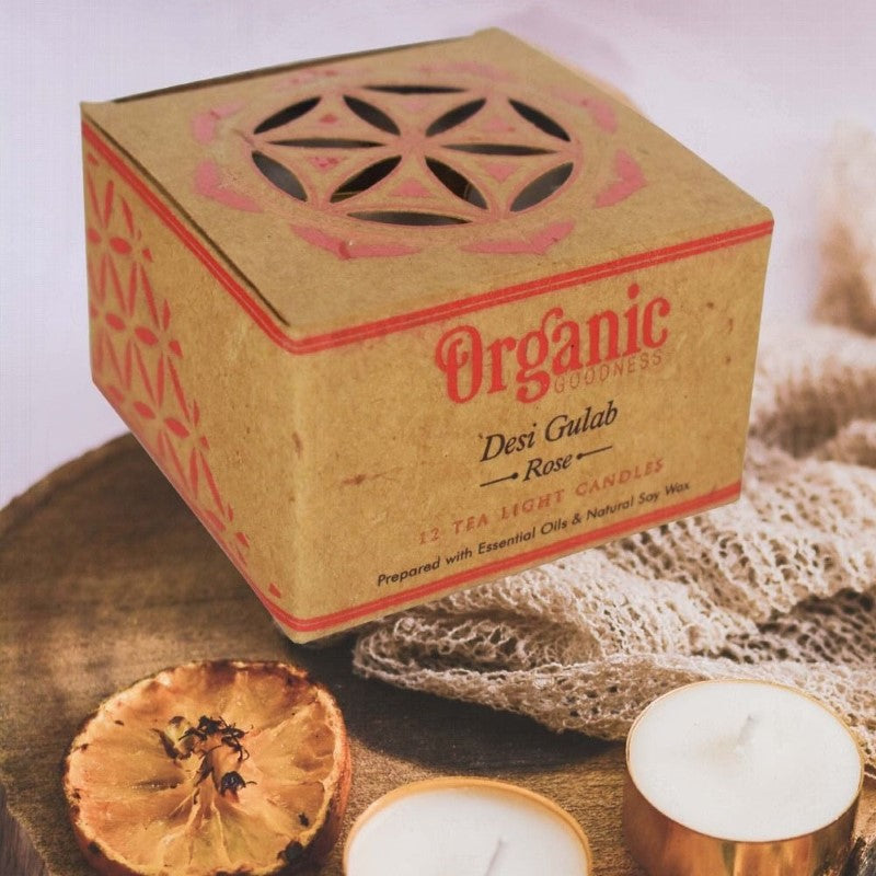 Rose Tealight Candle - Set of 12 Organic Goodness