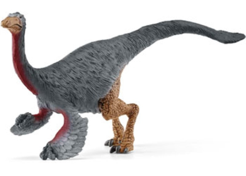 Highly detailed Schleich Gallimimus dinosaur figurine, perfect for play, display, and inspiring creativity in young paleontologists.