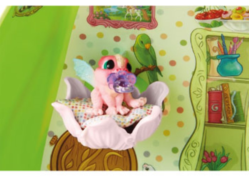 Schleich Marween's Animal Nursery playset features a fairy caring for adorable baby dragons and a raccoon companion.