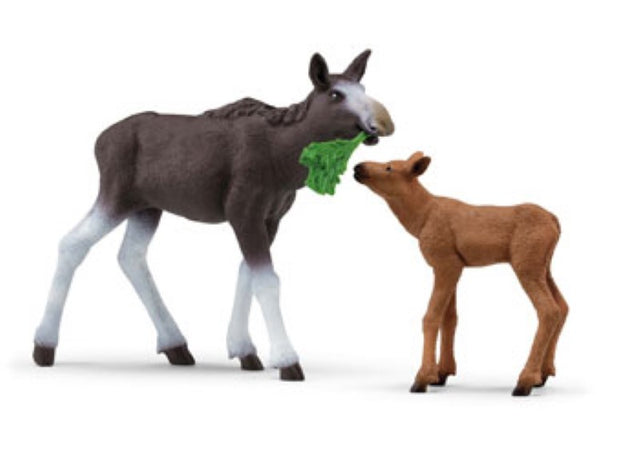 Lifelike Schleich Moose Calf figurine, perfect for imaginative play and wildlife education for children aged 3 and up.