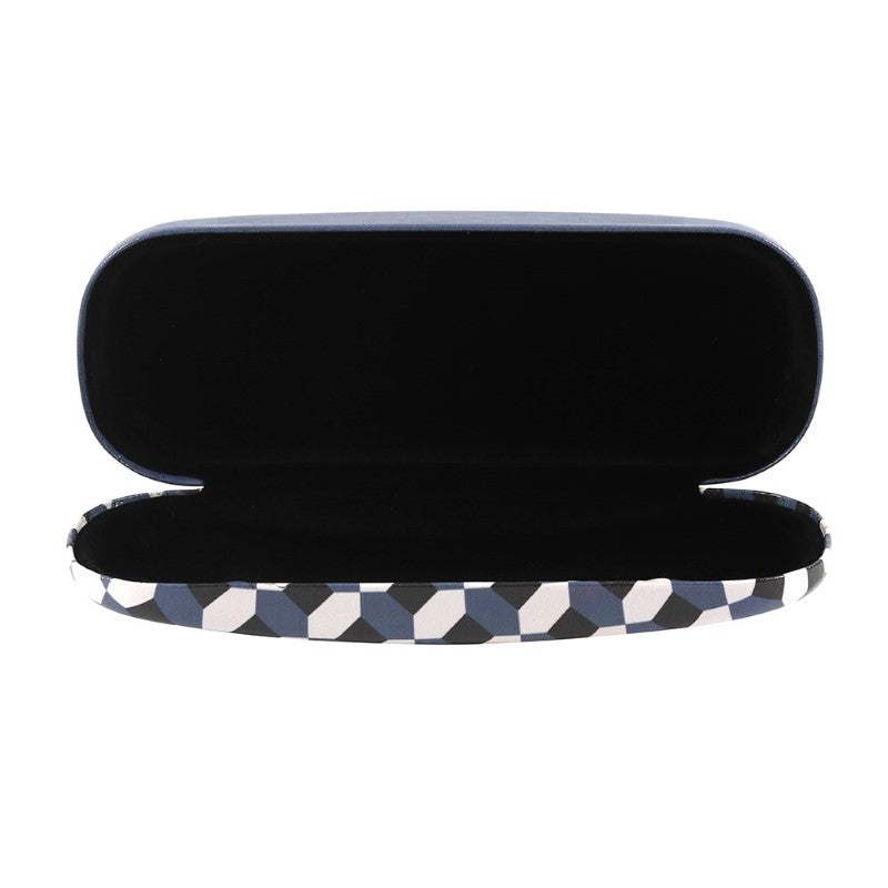 Hard-shell glasses case for dads with trendy geometric print, includes lens cloth for cleaning, ideal Father's Day gift.
