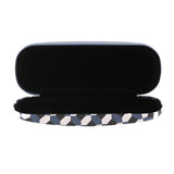Hard-shell glasses case for dads with trendy geometric print, includes lens cloth for cleaning, ideal Father's Day gift.