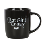 Humorous 'Bat Shit Crazy' mug made of New Bone China, 500ml, ideal for coffee lovers who enjoy quirky kitchen decor.