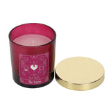A romantic red rose tarot candle featuring a lovers design, ideal for creating a cozy and enchanting atmosphere.