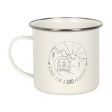 Retro campervan enamel mug with "Time for a DADventure" design, perfect for camping and gifting dads.