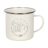 Retro campervan enamel mug with "Time for a DADventure" text, perfect for outdoor dads and camping trips.