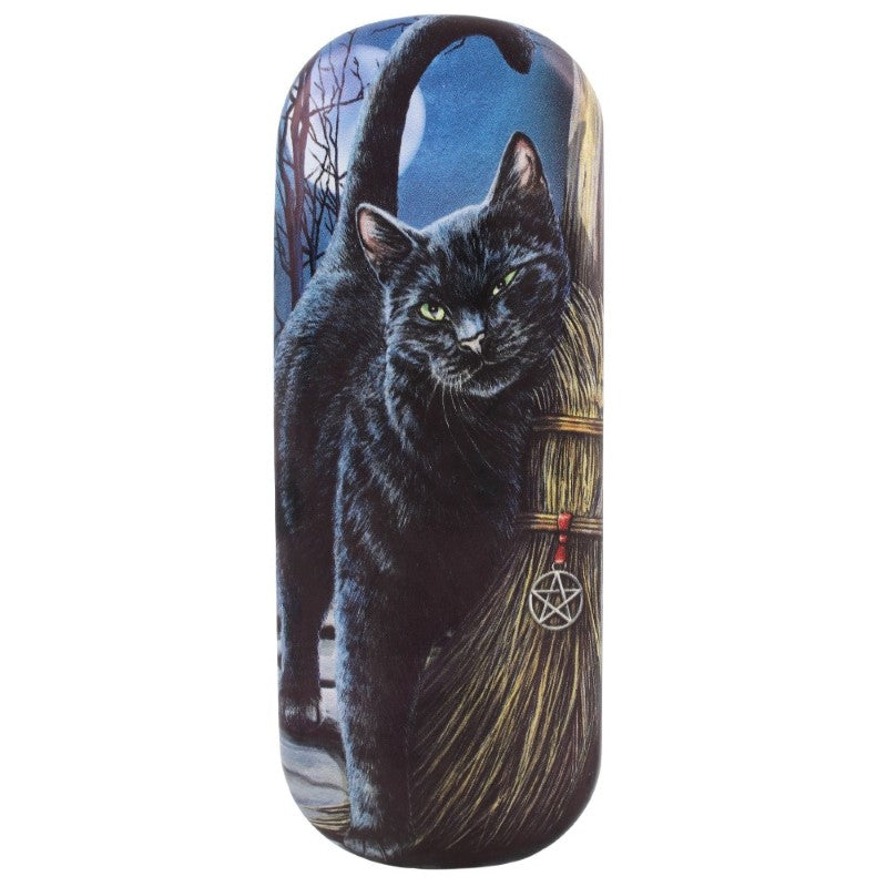 Stylish glasses case by Lisa Parker featuring vibrant 'Brush With Magick' artwork, includes cleaning cloth for lens maintenance.