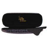 Elegant glasses case featuring Lisa Parker's 'Brush With Magick' artwork, measuring H:3.5 x W:16 x D:6 cm.