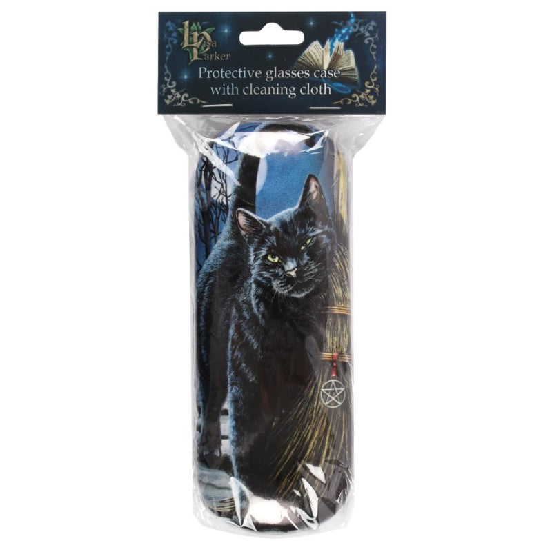 Stylish glasses case by Lisa Parker featuring 'Brush With Magick' artwork, includes cleaning cloth, 3.5 x 16 x 6 cm.