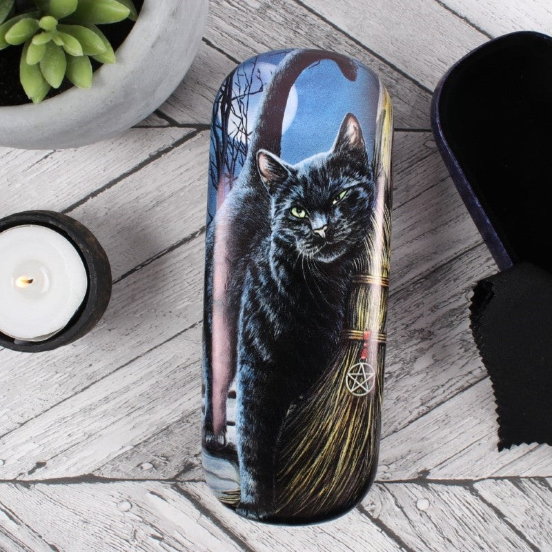 Vibrant glasses case by Lisa Parker featuring 'Brush With Magick' artwork, includes cleaning cloth for lens maintenance.
