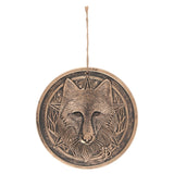 Wild One Bronze Terracotta Plaque featuring a wolf design, perfect for nature-inspired home decor, 20cm with twine loop for hanging.
