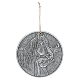 Apache Silver Terracotta Plaque featuring an intricately designed Apache horse, perfect for rustic and equestrian-themed decor.