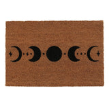 Moon Phase Natural Doormat featuring a black printed moon phase design on eco-friendly coir, perfect for celestial home decor.