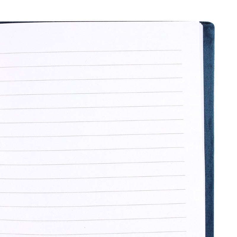 Luxurious blue velvet notebook featuring water zodiac themes, with 'Dreaming, healing, strength, and unconditional love' on the cover.