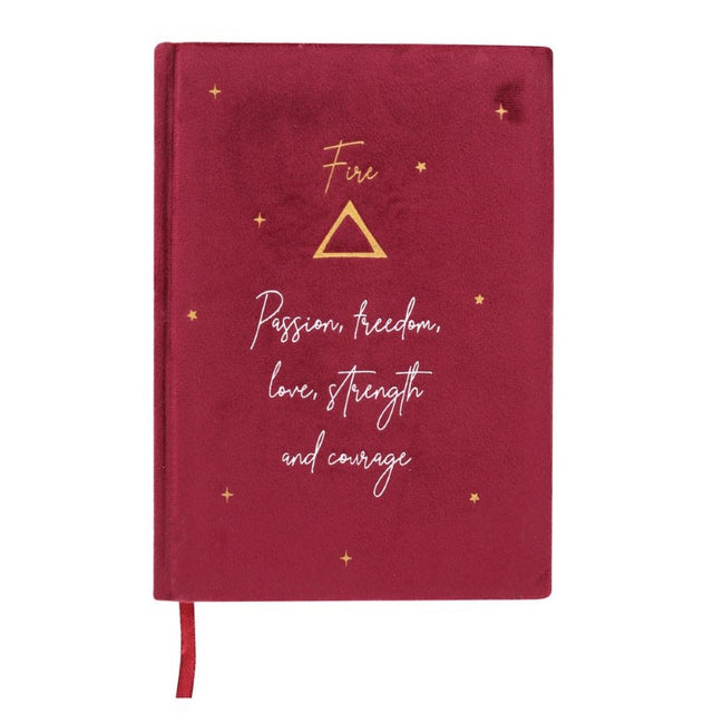 Burgundy velvet notebook with 'Passion, freedom, love' text and starry sky design, perfect for fire signs' creativity.