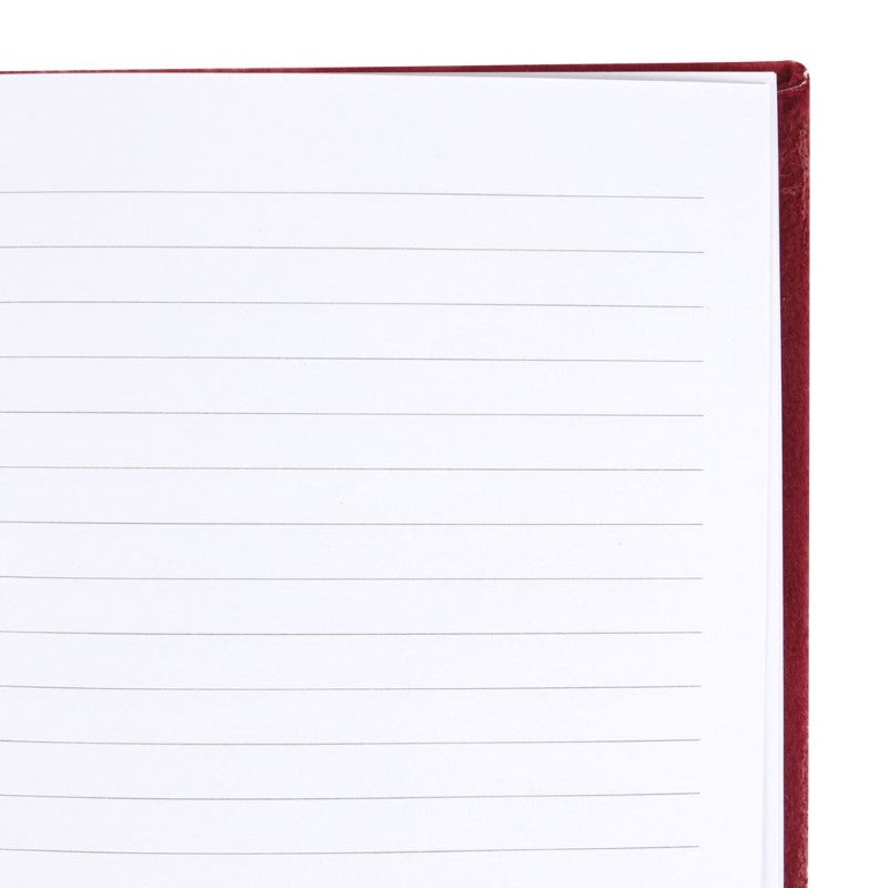 Burgundy velvet notebook featuring empowering words for fire signs, with a starry sky design on the back for inspiration.