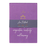 Lavish purple velvet notebook with air element traits, featuring motivational text and a starry sky design, perfect for journaling.