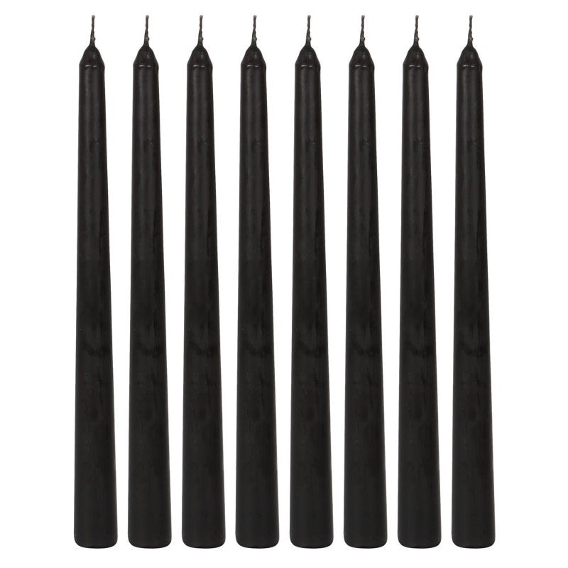 Box of 8 Vampire Blood Taper Candles with bleeding wax effect in black and red, perfect for gothic decor and eerie ambiance.