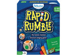 Colorful game components of Skillmatics - Rapid Rumble, a fast-paced family game encouraging quick thinking and laughter.