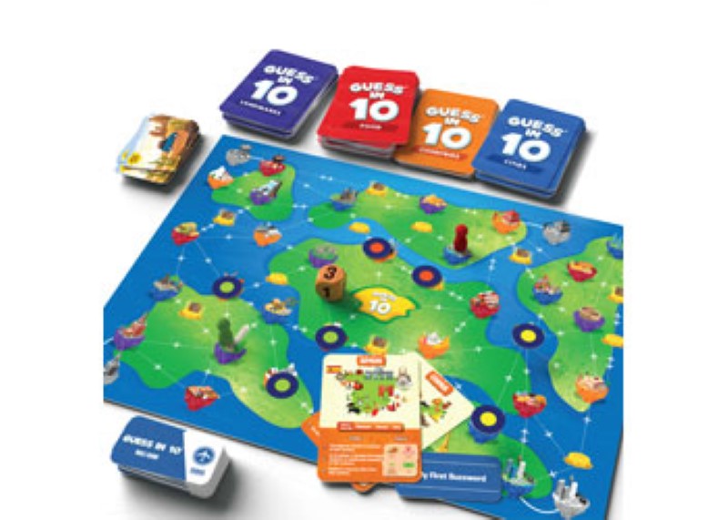 Skillmatics - Guess in 10 Board Games features vibrant game boards and illustrated cards for fun, educational family play.